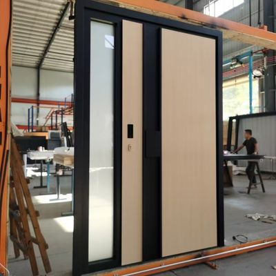 Puerta de jardín de aluminio personalizada Presión del viento Puertas delanteras de aluminio con eje