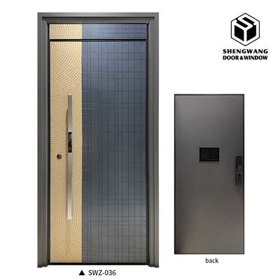 Puertas de entrada comerciales de aluminio de oro de swing Puertas principales exteriores Cuadro de aluminio Puerta exterior