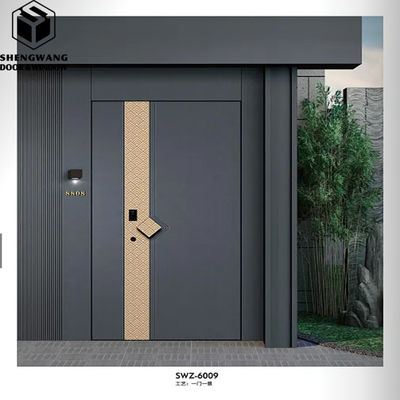 Puertas de entrada de aluminio de dormitorio gris Puertas de entrada de aluminio residenciales para hogares