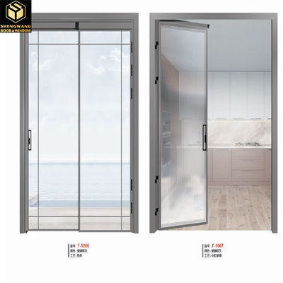 Puerta de cristal corredera de aluminio de plata aislada de cristal marco corredero de aluminio para aislamiento térmico