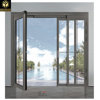 Puerta de cristal corredera de aluminio con bisagra insonorizada Puertas dobles de aluminio para interiores