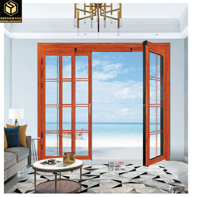Puertas de vidrio plegables de aluminio de doble vidrio para interiores