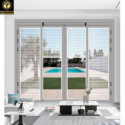 Puerta corredera de vidrio de aluminio marrón blanco dimensiones personalizadas Puerta exterior de vidrio de aluminio