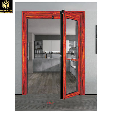 Puertas de aluminio rojo y negro de cristal con bisagra Puertas plegables de aluminio grandes ODM