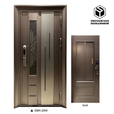 Puerta de dormitorio de aluminio resistente al fuego de color plateado personalizado Mdf Puerta de núcleo sólido ODM