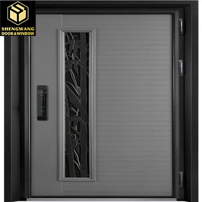 Puerta de entrada de aluminio ecológico negro Cuarto de guardería Puertas de entrada de aluminio