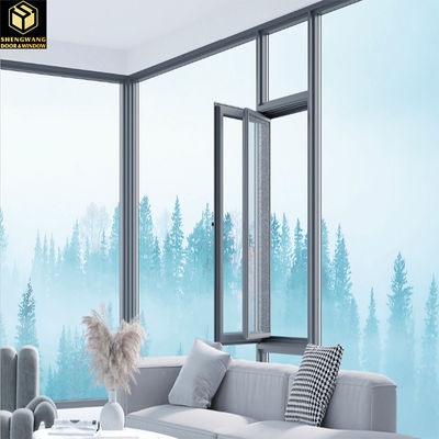 Swing a la izquierda Estética de aluminio ventanas corredizas ahorro de espacio aluminio ventana corredizas
