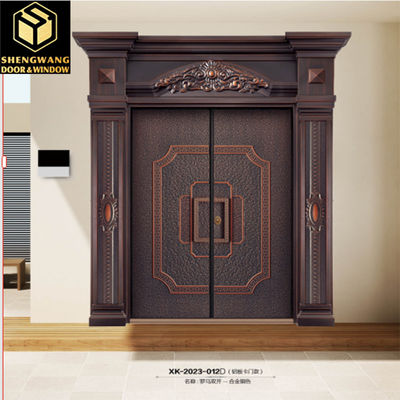 Incendio resistente Swing izquierda de aluminio Tienda Puertas delanteras Villa Puertas delanteras de aluminio sólido