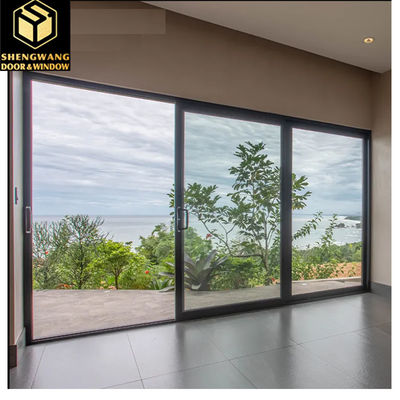 Ventana de muro cortina de aluminio transparente con marco corredizo para villa, con cortina de empuje y tracción