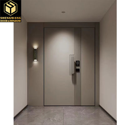 Puerta metálica oscilante de acero inoxidable Swing Left marrón para exteriores, puertas batientes contra incendios