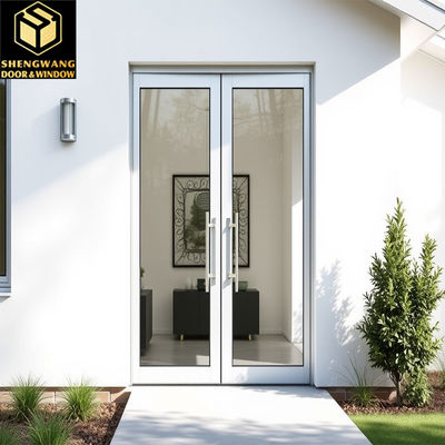 Puerta de aluminio de aleación PT 2.1m doble acristalamiento Puertas de patio de aluminio negro