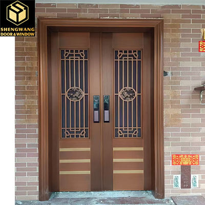 Puertas de entrada de aluminio moderno de color gris comercial