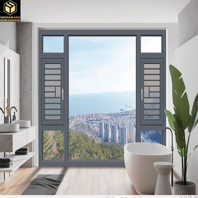 Ventana giratoria de aluminio recubierta en polvo Negro Ventana giratoria de aluminio