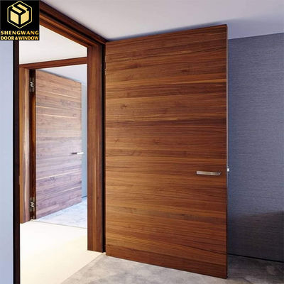 Puerta de jardín de aluminio de madera negra sin ruido Puertas de entrada de aluminio con eje