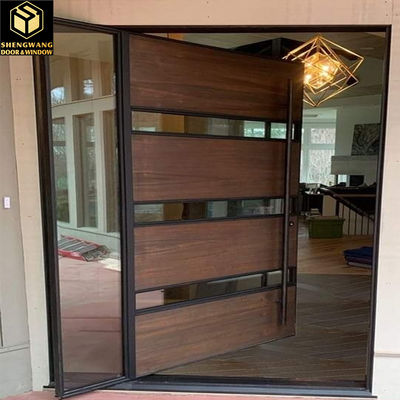 Puerta de entrada pivotante de aluminio con malla de seguridad de acero inoxidable para mayor seguridad
